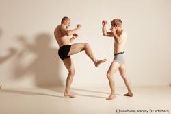 Underwear Martial art Man - Man White Moving poses Slim Short Blond Dynamic poses Academic